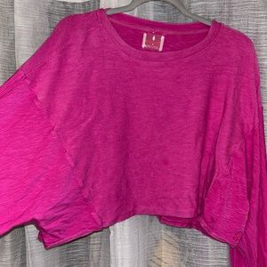 Free People Movement Pink long sleeve cropped top